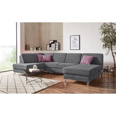 Wohnlandschaft SIT & MORE "Clio U-Form", grau (steel), B:319cm H:89cm T:190cm, Sofas, wahlweise mit Bettfunktion und Bettkasten, inklusive Federkern Image