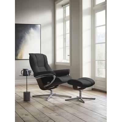 Relaxsessel STRESSLESS "Mayfair", grau (charcoal dinamica), B:83cm H:102cm T:74cm, Microfaser DINAMICA (88% Polyester, 12% Polyurethan), Sessel, mit Cross Base, Größe S, M & L, Holzakzent Braun Image