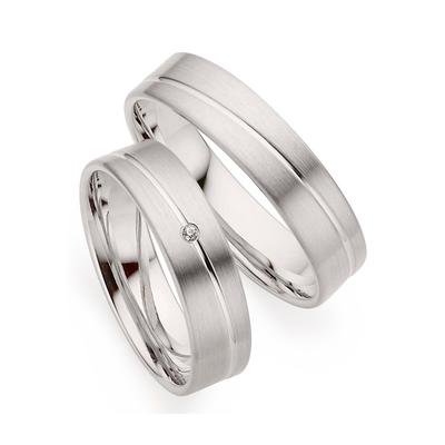 Trauring PHÖNIX "Schmuck Geschenk Silber 925 Trauring Ehering LIEBE versch. Varianten" Gr. 55, silber (silberfarben), Fingerringe, Damen, 55, ohne Brillant, Silber 925 (Sterlingsilber), 5mm, Made in Germany - wahlweise mit oder ohne Brillant Image