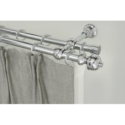Gardinenstange GARESA "ANDREA", grau (chromfarben), L:110cm Ø:20mm, Metall, Gardinenstangen, Vorhanggarnitur, verlängerbar, Endknopf Profil klein, mit Ringen Image