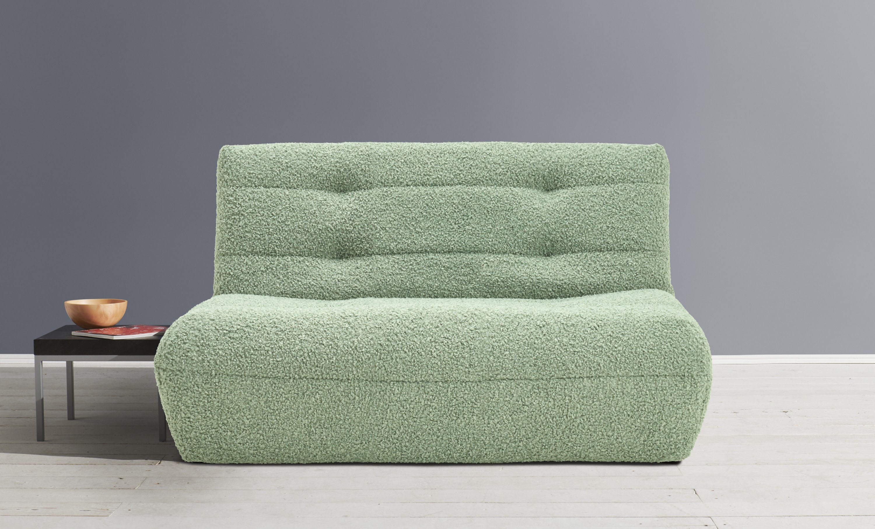 Schlafsofa ELL + ELL "Vanja", grün (hgrün, blau), B:150cm H:85cm T:100cm, Sofas, Schlafsofa
