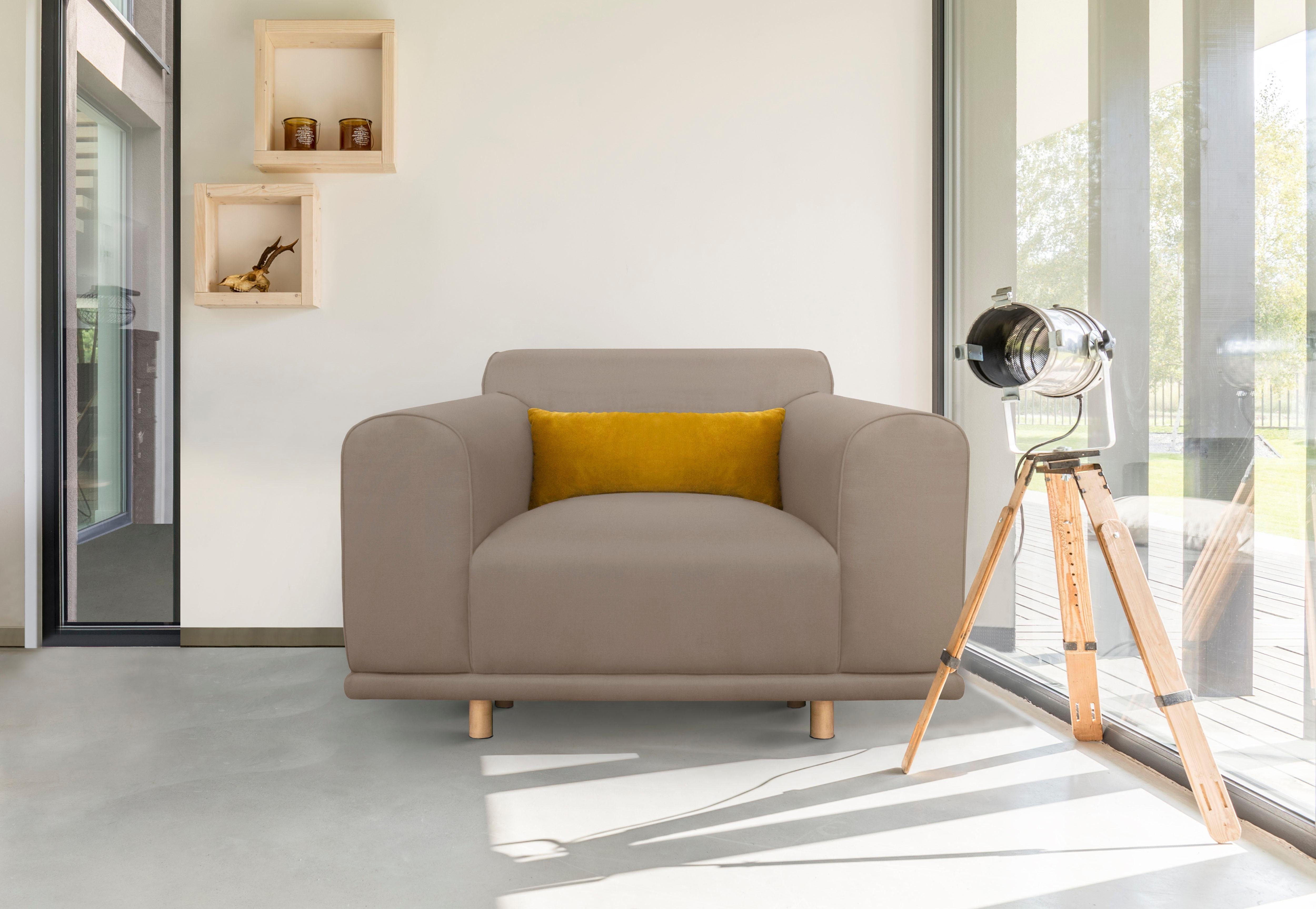 Loveseat OTTO HOME "Maroon Sessel", beige, B:125cm H:82cm T:96cm, Struktur grob ( 100% POLYPROPYLEN;Struktur fein ( 100% Polyester);Struktur (100% Polyester), Sessel, in skandinavischem Design, mit losem Kissen