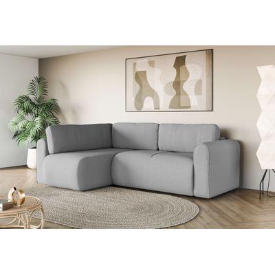 Ecksofa INOSIGN "Zacharia wahlweise Schlafsofa mit Bettkasten, B/T/H 250/166/86 cm", grau, B:250cm H:86cm T:166cm, 100% Polyester, Sofas, L-Form mit Wellenunterfederung, Ottomane rechts oder links bestellbar Image