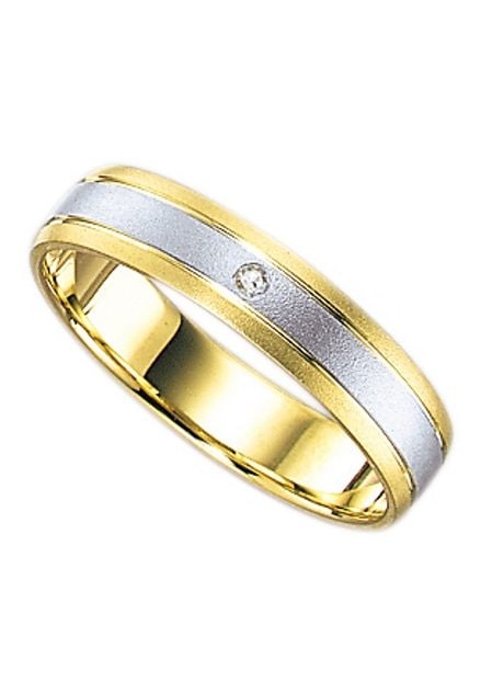 Trauring FIRETTI "Schmuck Geschenk Gold 375 Hochzeit Ehering Trauring "LIEBE" Gr. 20, gold (gelbgoldfarben, weißgoldfarben), Fingerringe, 20, 0,01 SI = kleine Einschlüsse mit Brillant, Gelbgold 375 Weißgold 375, 4mm, Gelbgold 375, Weißgold 375,... Image