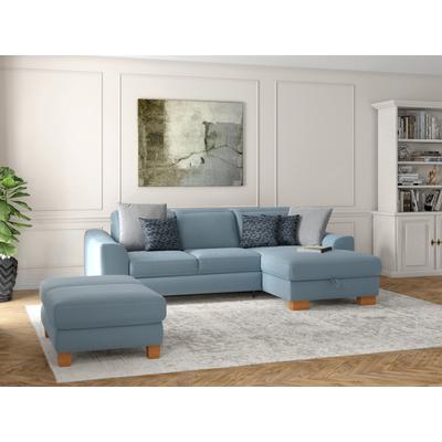 Ecksofa SIT & MORE "Dundee L-Form", blau (hellblau), B:264cm H:86cm T:175cm, Sofas, mit Federkern und Massivholzfüßen, wahlweise mit Kopfteilverstellung Image