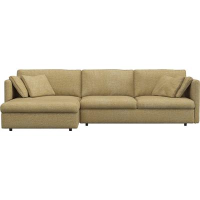 Ecksofa FLEXLUX "Lovane", gelb (mustard gelb), B:290cm H:84cm T:182cm, 62% Polyester/14% Cotton/7% Linen, Sofas, Weich & anschmiegsam, große Sitztiefe auf Kaltschaum, Dekokissen inkl. Image