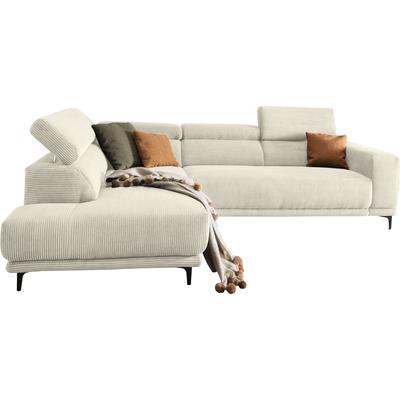 Ecksofa ALINA "Hikari", beige (creme gct 11), B:276cm H:102cm T:210cm, Cord GCT (92% Polyester, 8% Nylon), Sofas, wahlweise mit Sitzvorzug, in modernem Cordstoff, Breite 276 cm Image