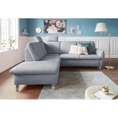 Ecksofa SIT & MORE "Daytona L-Form", grau (hellgrau), B:236cm H:93cm T:214cm, Sofas, mit Federkern, zwei Kopfstützen und wahlweise mit Bettfunktion Image