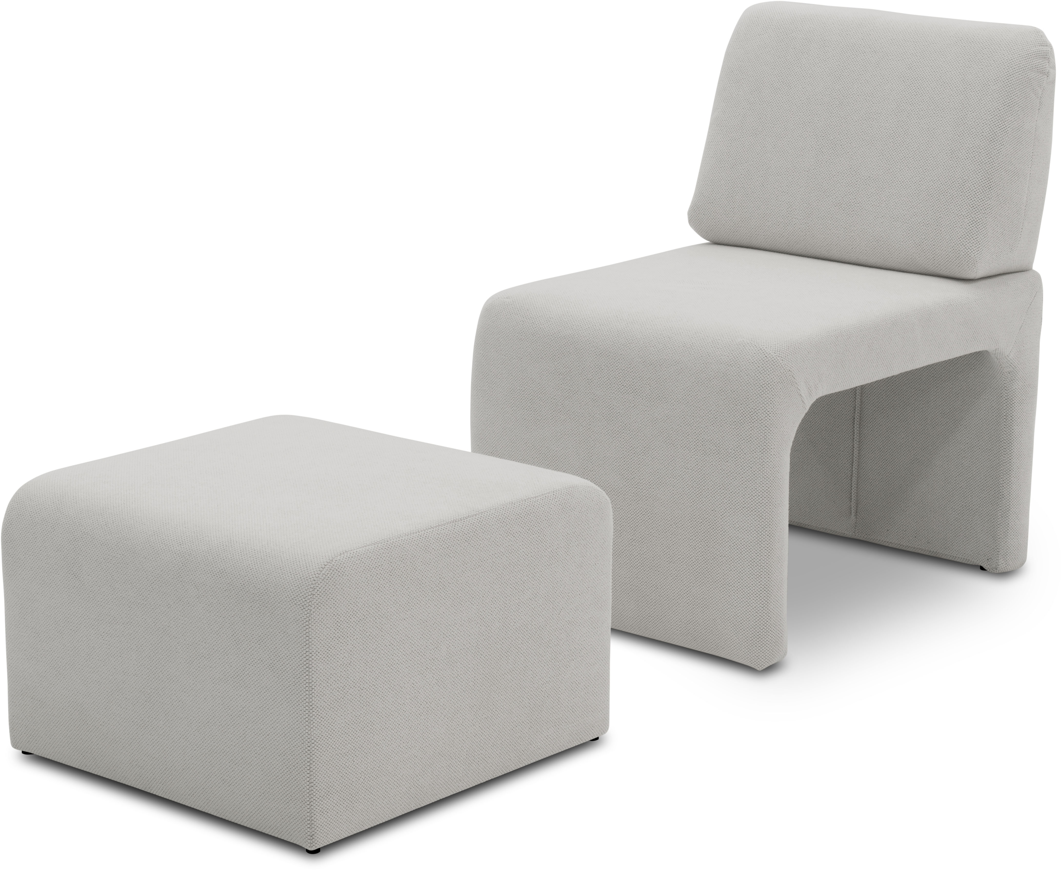 Sessel DOMO COLLECTION "mit Hocker 700017 ideal für kleine Räume, platzsparend, bequem", silber, B:70cm H:82cm T:70cm, 100% Polyester, Sessel, Einzelsessel, Hocker unter dem Sessel verstaubar, lieferbar in nur 2 Wochen