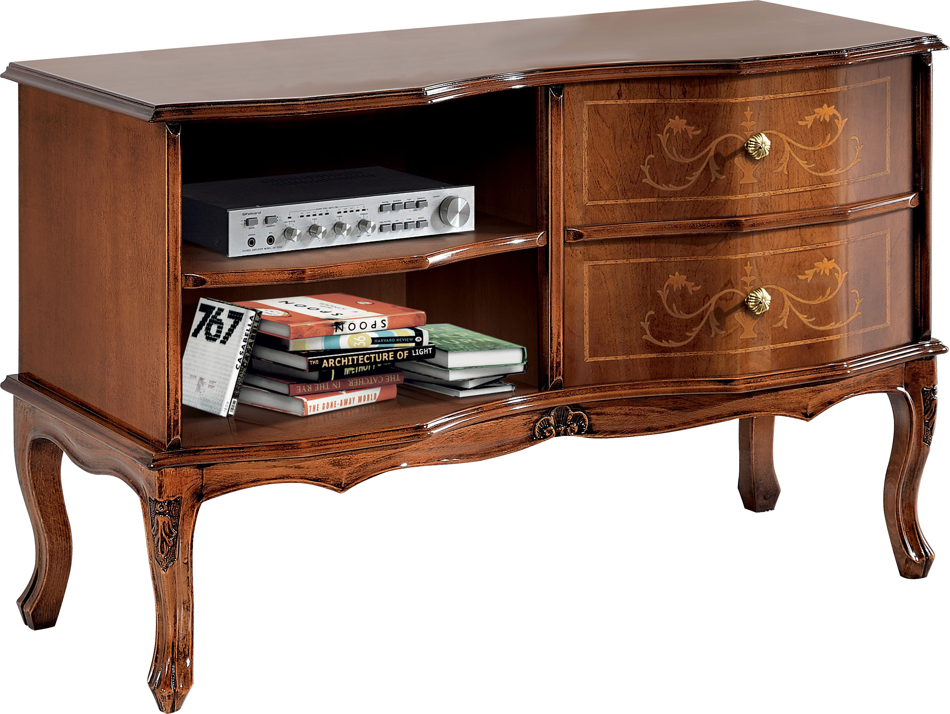 TV-Board HOME AFFAIRE "TV-Board Malcesine", braun (nuss), B:87cm H:58cm T:37cm, Holz teilmassiv, Sideboards, Breite 87 cm