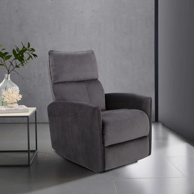 Relaxsessel PLACES OF STYLE "Pineto, TV-Sessel mit Schlaffunktion", grau (anthrazit), B:84cm H:103cm T:95cm, Velour 100% Polyester, Sessel, Relaxfunktion, Wohnzimmer, frei stellbar und USB Anschluss Image