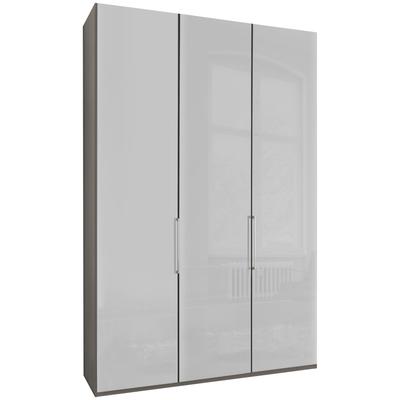 Drehtürenschrank WIEMANN "Monaco, Made in Germany, edle Glasfront, in verschiedenen Farben", grau (kieselgrau, dekor, glas weiß), B:148,4cm H:236cm T:58cm, Holzwerkstoff, Floatglas, Schränke, hochwertige Beschlägen inkl. Dämpfung Image