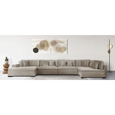 Wohnlandschaft "Skara XXL U-Form", beige (dunkelbeige), B:510cm H:86cm T:250cm, 100% Polyester, GUIDO MARIA KRETSCHMER HOME & LIVING, Sofas, Lounge-Sofa XXL mit Federkern-Polsterung, in vielen Bezugsvarianten Image