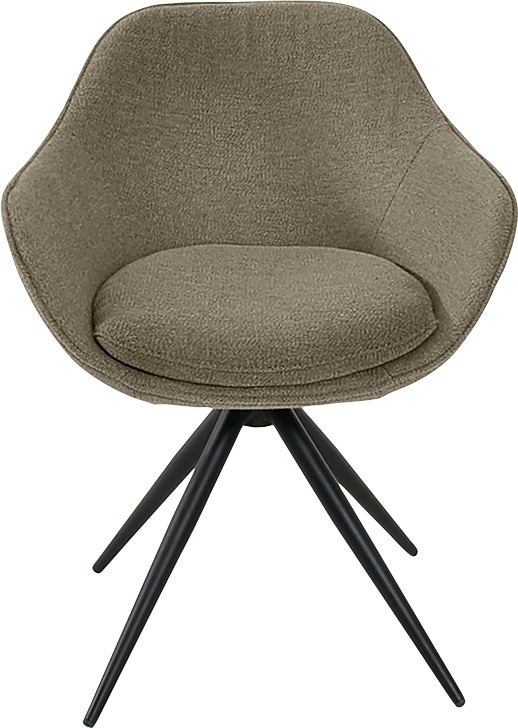 Drehstuhl K+W KOMFORT & WOHNEN "ZOOM", beige (sand 35), B:60cm H:83cm T:57cm, Stühle, 4-Fuß Drehstuhl mit Gestell aus Metall schwarz Struktur