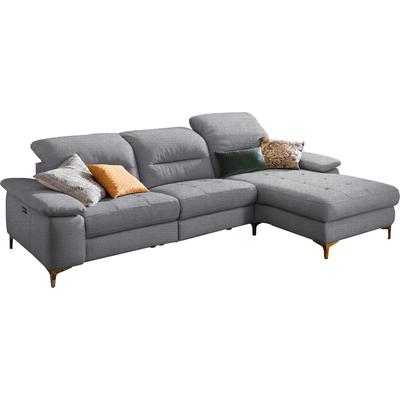 Ecksofa PLACES OF STYLE "Basel L-Form", grau (hellgrau), B:280cm H:84cm T:184cm, Luxus-Mikrofaser Lederoptik: 100% Polyester, , Struktur: 85% Polyester, 15% Viskose, , Sofas, mit vollmotorischer Relaxfunktion und motorischer Recamiere Image
