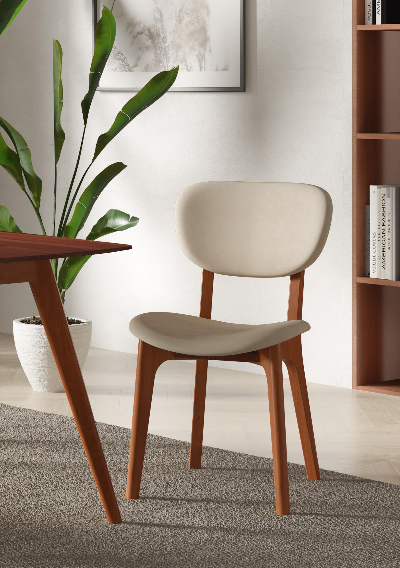 Stuhl INOSIGN "COZY Made in Italy", beige (beige, kirsch), B:50cm H:88cm T:62cm, Polyester, Stühle, Polsterstuhl Esszimmerstuhl 4-Fuß-Stuhl, Gestell in Buche, Kirsch- oder Nussbaum, Massivholz, Design Stuhl