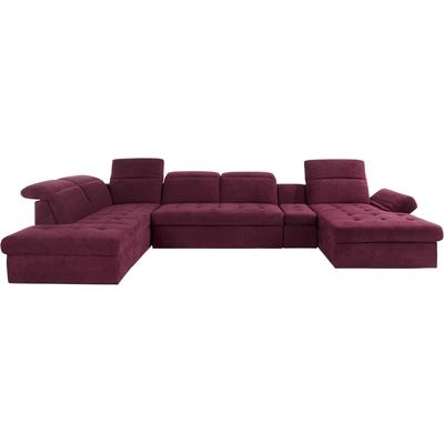 Wohnlandschaft SIT & MORE "Stardust U-Form", lila (chianti), B:412cm H:77cm T:233cm, Luxus-Microfaser (90% Polyester; 10% Polyamid), Luxus-Microfaser ALTARA NUBUCK (100% Polyester), Kunstleder SOFTLUX, Sofas, inklusive Kopfteilverstellung,... Image