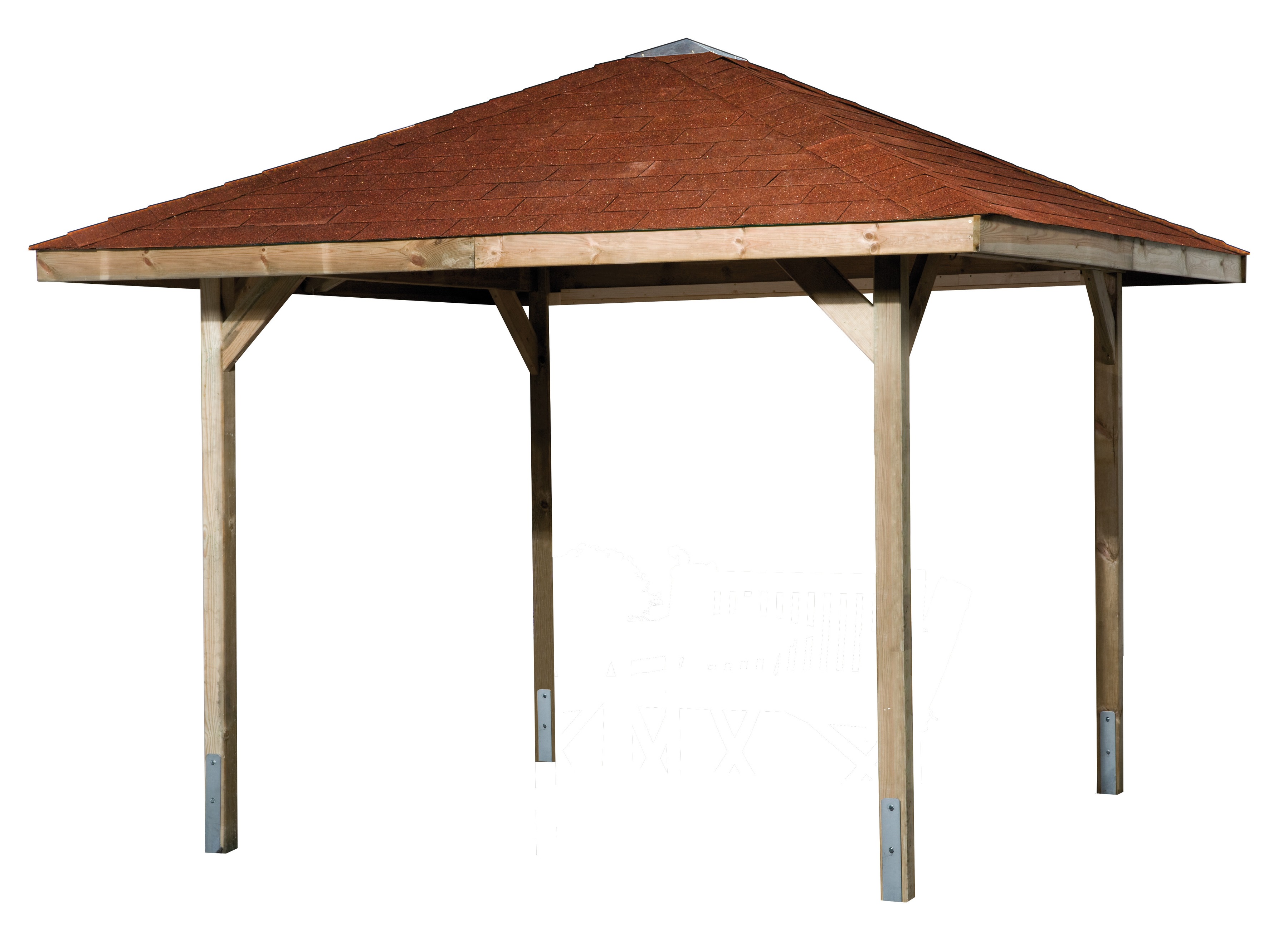 Pavillon WEKA "Paradies 1", braun, B/H/T: 294cm x 275cm x 294cm, Pavillons, BxT: 294x294 cm, inkl. Dachschindeln und Pfostenanker