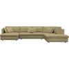 Wohnlandschaft FLEXLUX "Lovane, u-Form, bequem und komfortabel", gelb (mustard gelb), B:399cm H:84cm T:272cm, 62% Polyester/14% Cotton/7% Linen, Sofas, Weich & anschmiegsam, große Sitztiefe auf Kaltschaum, Dekokissen inkl.