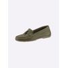 Mokassin HEINE, Damen, Gr. 41, grün (khaki), Leder, Rindsleder, Nubukleder, modisch, Schuhe