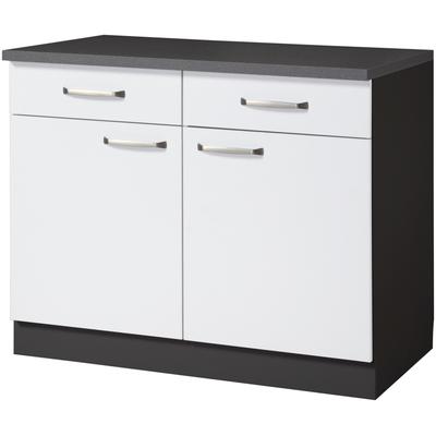 Unterschrank WIHO KÜCHEN "Michigan", weiß (front: weiß, korpus: anthrazit, arbeitsplatte: granit grau), B:100cm H:85cm T:60cm, Schränke Image