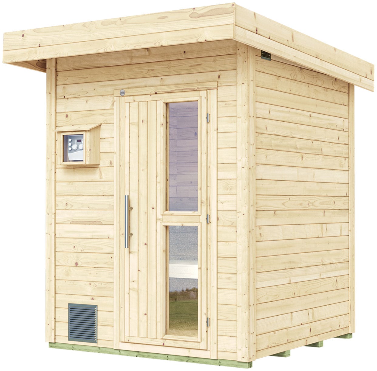 Saunahaus WEKA "Saunahaus NAANTALI", beige (natur), Saunaofen, externe Steuerung, 9 kW, Saunen, aus Blockbohlen, extrahohe Tür Image