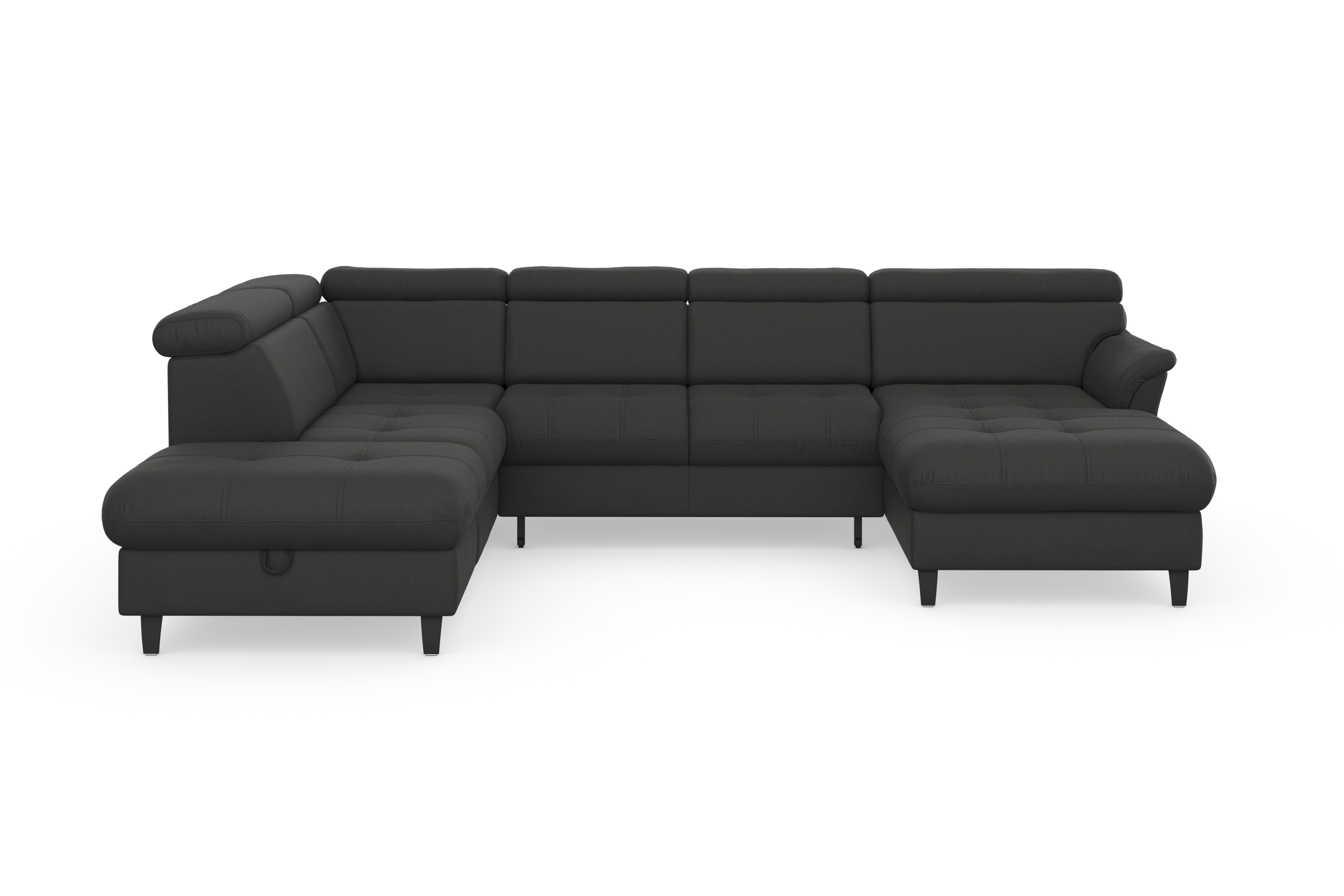 Wohnlandschaft SIT & MORE "Marano U-Form", grau (anthrazit), B:304cm T:216cm, 100% Polyester, Sofas, inklusive Kopfteilverstellung, wahlweise mit Bettfunktion, Bettkasten Image
