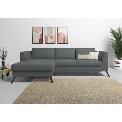 Ecksofa SIT & MORE "Olsen L-Form", grau (dunkelgrau), B:261cm H:88cm T:172cm, 100% Polyester, Sofas, inklusive Sitztiefenverstellung, wahlweise mit Bettfunktion, 15cm hoch Image