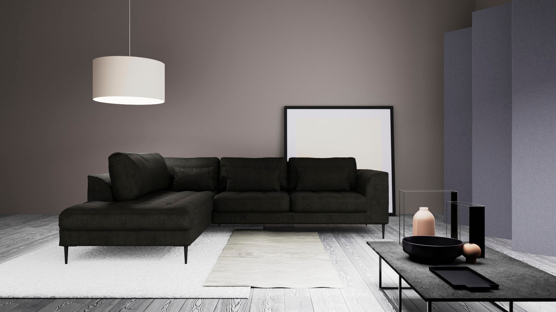 Ecksofa TRENDMANUFAKTUR "Luzi, wahlweise mit Schlaffunktion und Bettkasten, gemütlich, L-Form", braun (eiffel tower), Sofas, B/H/T: 264cm x 80cm x 203cm, Samtvelours, Ottomane links, ohne Schlaffunktion, ohne Bettkasten, 100% Polyester, Designsofa...