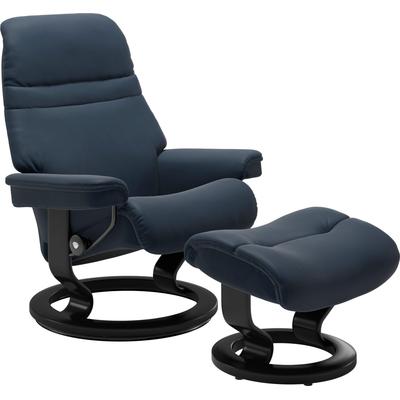 Relaxsessel STRESSLESS "Sunrise", blau (oxford blau paloma), B:88cm H:103cm T:78cm, Leder BATICK: BATICK ist ein leicht korrigiertes, durchgefärbtes und genarbtes Möbelleder, bei dem die meisten Unebenheiten und Spuren in der Regel entfernt wurden.,... Image