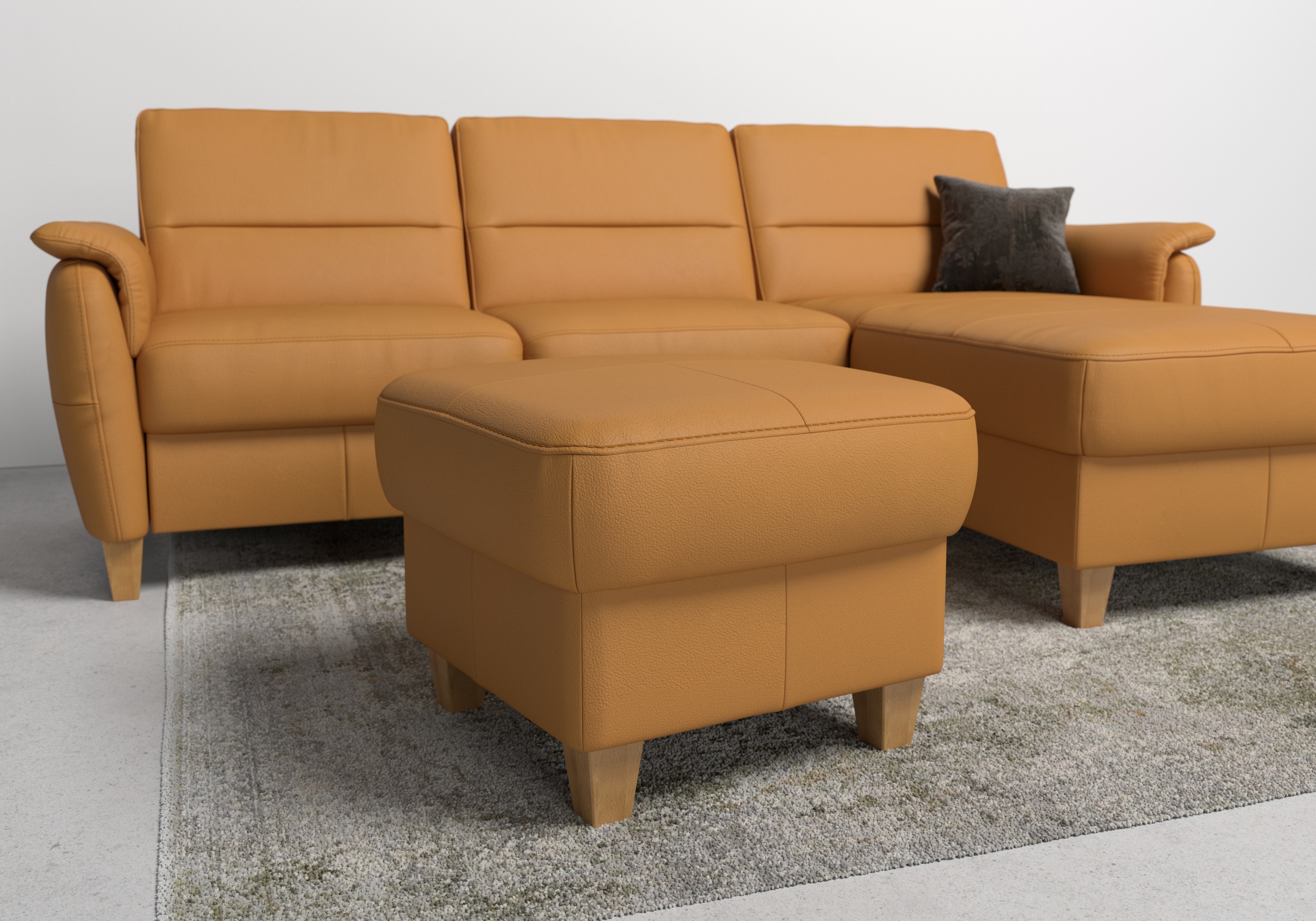 Polsterhocker HOME AFFAIRE "Palmera, B: 58 cm", gelb (curry), B:58cm H:48cm T:58cm, Luxus-Microfaser (100% Polyester);Struktur (100% Polyester);Luxus-Microfaser in Lederoptik (100% Polyester), Hocker, Polsterhocker, mit Stauraum, Federkern Image