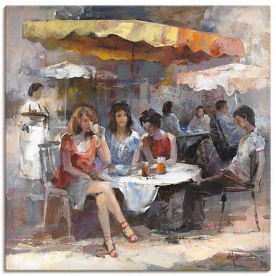 Wandbild ARTLAND "Damen im Café II", braun (farbe bild(er): braun), B:70cm H:70cm T:1,8cm, Canvas, Leinwand, Bilder, als Leinwandbild, Wandaufkleber in verschied. Größen Image