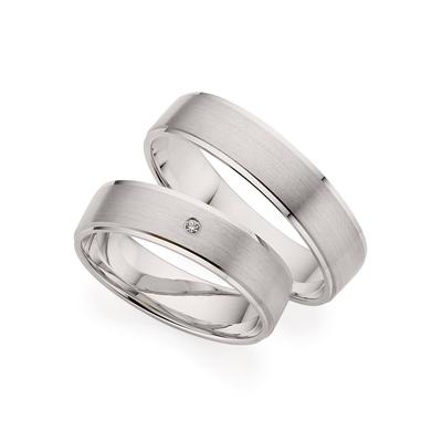 Trauring PHÖNIX "Schmuck Geschenk Gold 333 Trauring Ehering LIEBE versch. Varianten" Gr. 53, weiß (weißgoldfarben), Fingerringe, 53, ohne Brillant, Weißgold 333, 5,0mm, Made in Germany, wahlweise mit oder ohne Brillant Image