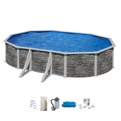 Ovalpool MY POOL BWT, grau, B:375cm H:120cm L:730cm, Schwimmbecken, in moderner Steinoptik, Höhe 120 cm, in verschiedenen Größen Image