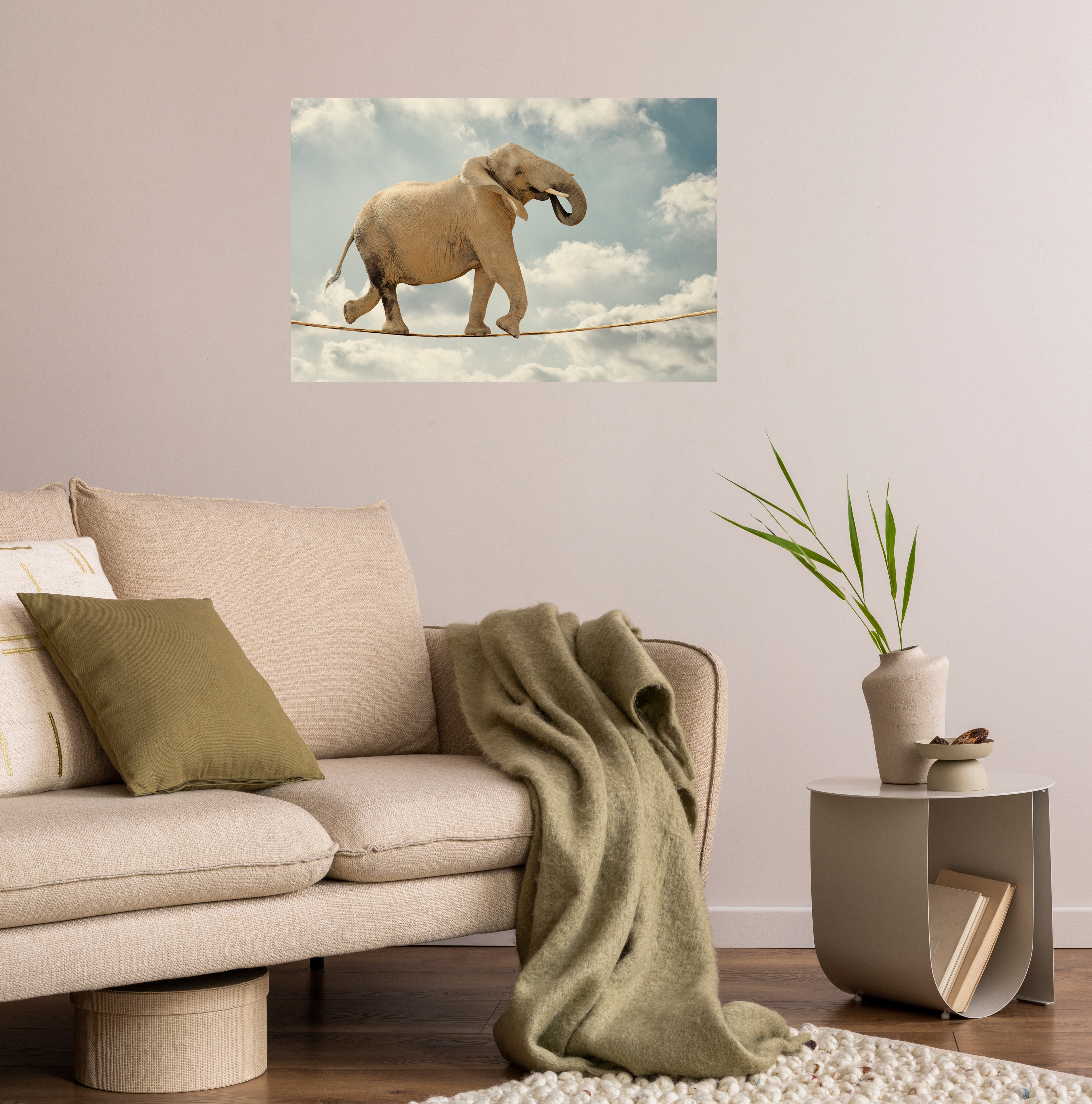 Wandsticker QUEENCE "Tanz auf dem Seil", braun, B:90cm H:60cm T:0,1cm, Folie, Wandtattoos, Selbstklebend, kinderleichte Anbringung Image
