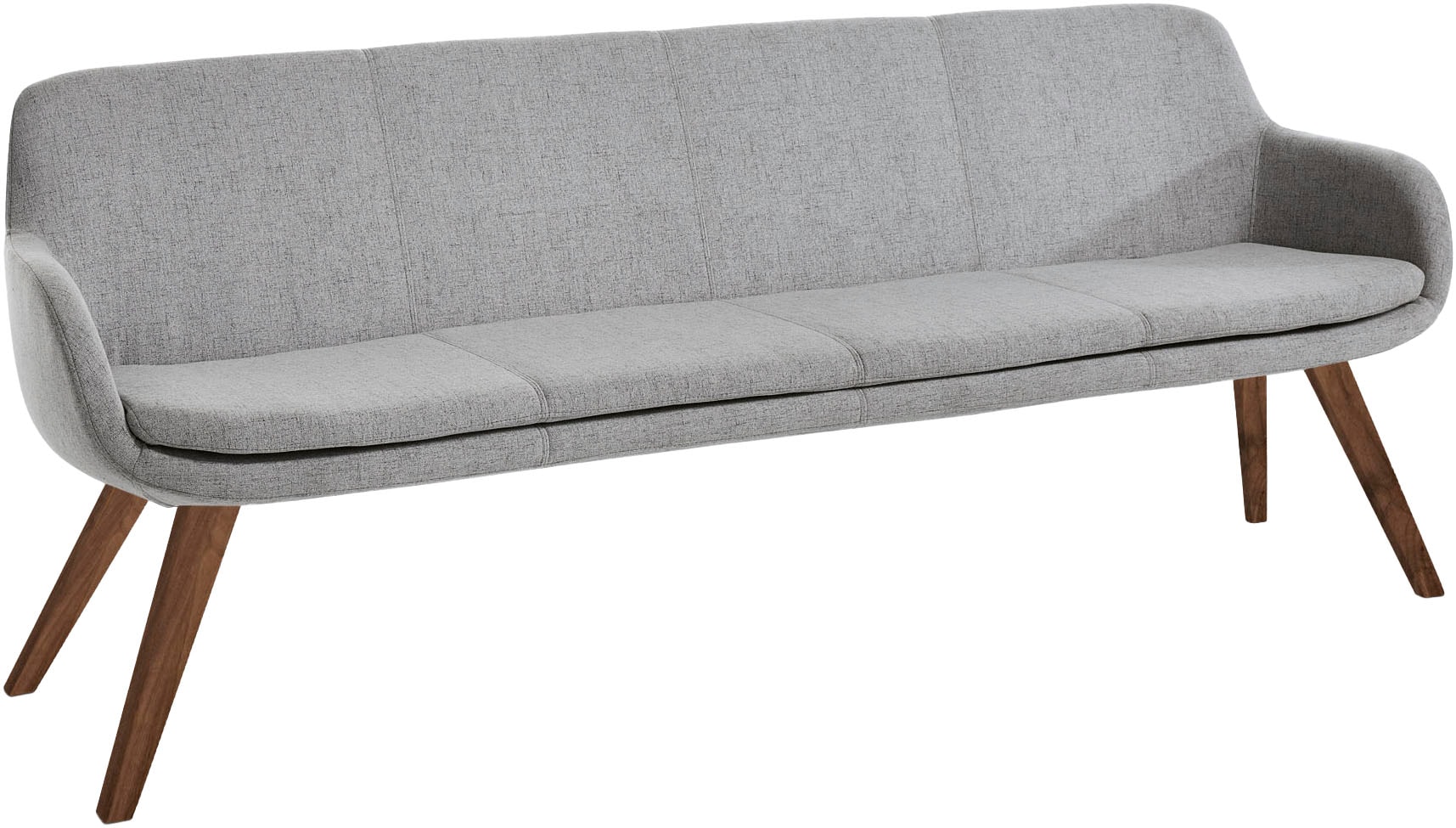 Essbank MUSTERRING "Tavia", silber (silber, wild, nussbaum), B:220cm H:87cm T:66cm, 100% PES, Sitzbänke, Essbank, Stativgestell Wildnussbaum massiv geölt, Breite 180, 200 oder 220 cm