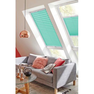 Dachfensterplissee SUNLINES "Classic Style Crepe", blau (türkis, weiß), B:97cm H:142cm, Obermaterial: 100% Polyester, Plissees, mit Führungsschienen Image