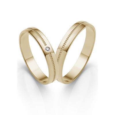 Trauring FIRETTI "Schmuck Geschenk Gold 375 Hochzeit Ehering "LIEBE" Gr. 57, gold (gelbgoldfarben), Fingerringe, 57, 0,001 ct SI = kleine Einschlüsse mit Brillant, Gelbgold 585, 3,5mm, Made in Germany, wahlweise mit oder ohne Brillant Image