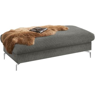 Polsterhocker W.SCHILLIG "piedroo", grau (grau r66), B:141cm H:42cm T:70cm, Chenille-Flachgewebe R66 (85% Polyester, 15% Nylon), Hocker, Füße in Chrom glänzend Image