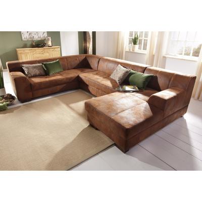 Wohnlandschaft HOME AFFAIRE "Falk klare Linien, zeitlos und komfortabel, U-Form", braun (mocca), B:320cm H:77cm T:90cm, Luxus-Microfaser (100% Polyester), Microfaser PRIMABELLE (100% Polyester), Microfaser in Antiklederoptik (100% Polyester), Sofas,...
