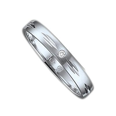 Trauring FIRETTI "Schmuck Geschenk Gold 375 Hochzeit Ehering Trauring "LIEBE" Gr. 16,5, weiß (weißgoldfarben), Fingerringe, 16,5, 0,01 ct SI = kleine Einschlüsse mit Brillant, Weißgold 375, 3mm, Made in Germany, wahlweise mit oder ohne Brillant Image