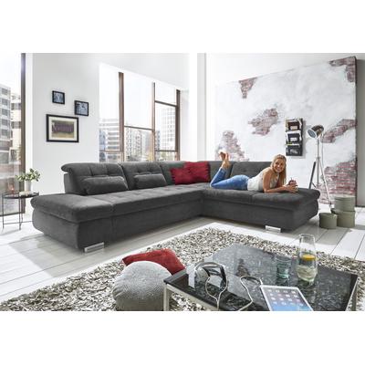 Ecksofa DIE PLANBAR "MP-IN17004 L-Form", grau (anthrazit), B:323cm H:84cm T:124cm, 100% Polyester, Sofas, wahlweise mit Bettfunktion, Sitztiefen- und Kopfteilverstellung Image