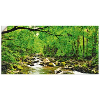 Wandbild ARTLAND "Herbstwald Fluss Smolny", grün (farbe bild(er): grün), B:60cm H:30cm, Dekorfolie, Bilder, als Leinwandbild, Poster, Wandaufkleber in verschied. Größen Image