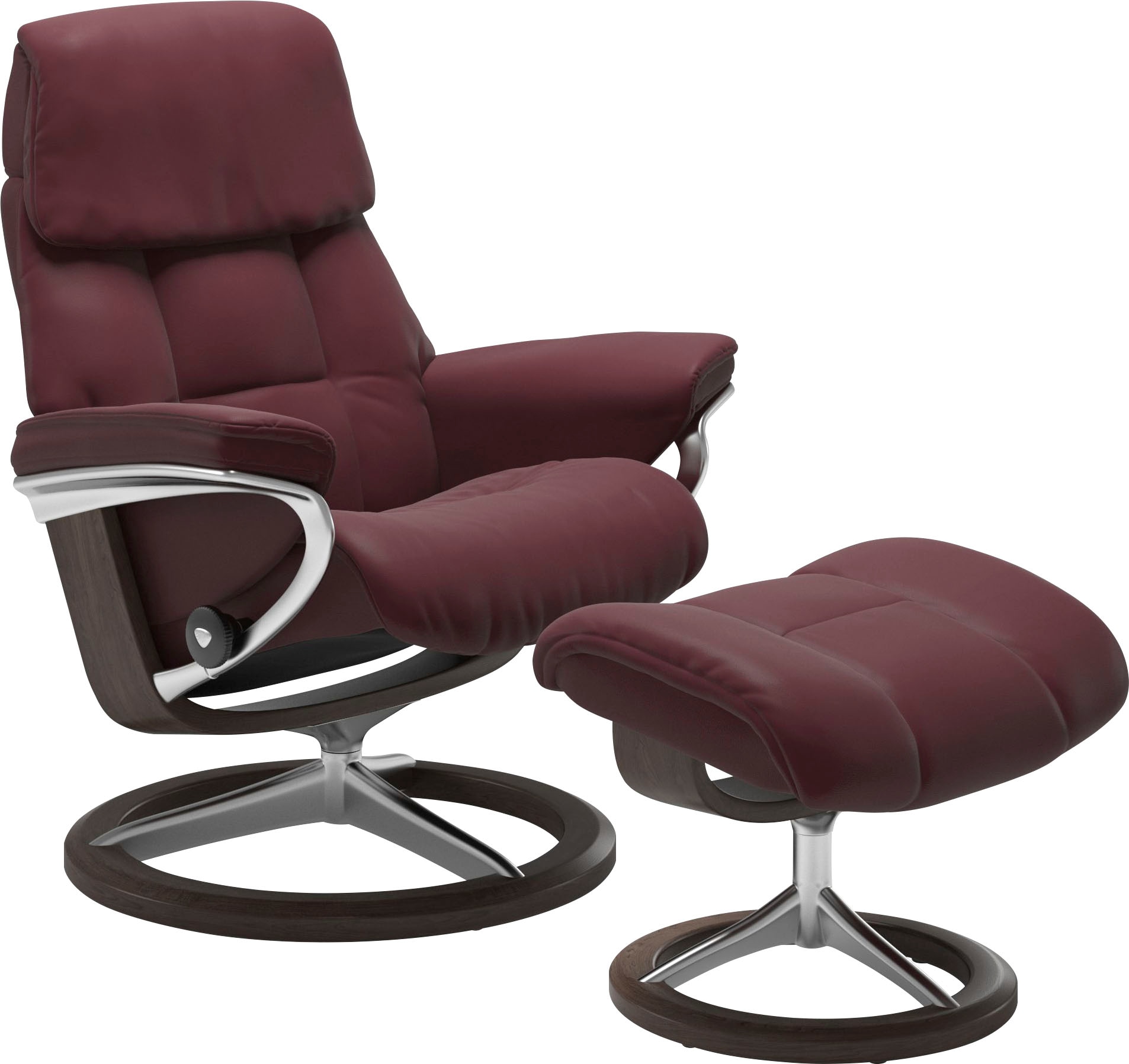 Relaxsessel STRESSLESS "Ruby", rot (bordeaux batick), B:76cm H:100cm T:75cm, Leder PALOMA: durchgefärbtes Semianilin-Möbelleder;Leder BATICK: durchgefärbtes und genarbtes Möbelleder, Sessel, Relaxsessel, mit Signature Base, Größe S, Gestell Eiche,...