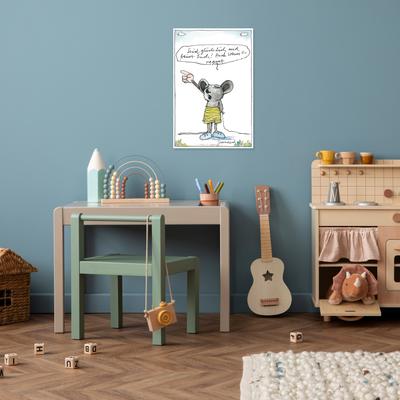 Wanddekoobjekt LUCKYLINDE "Die kleine Maus - Seid glücklich…", bunt, B:20cm H:30cm T:0,3cm, Blech, Wanddekoobjekte, Exklusive JANOSCH Kindermotive, Stahlschild Image