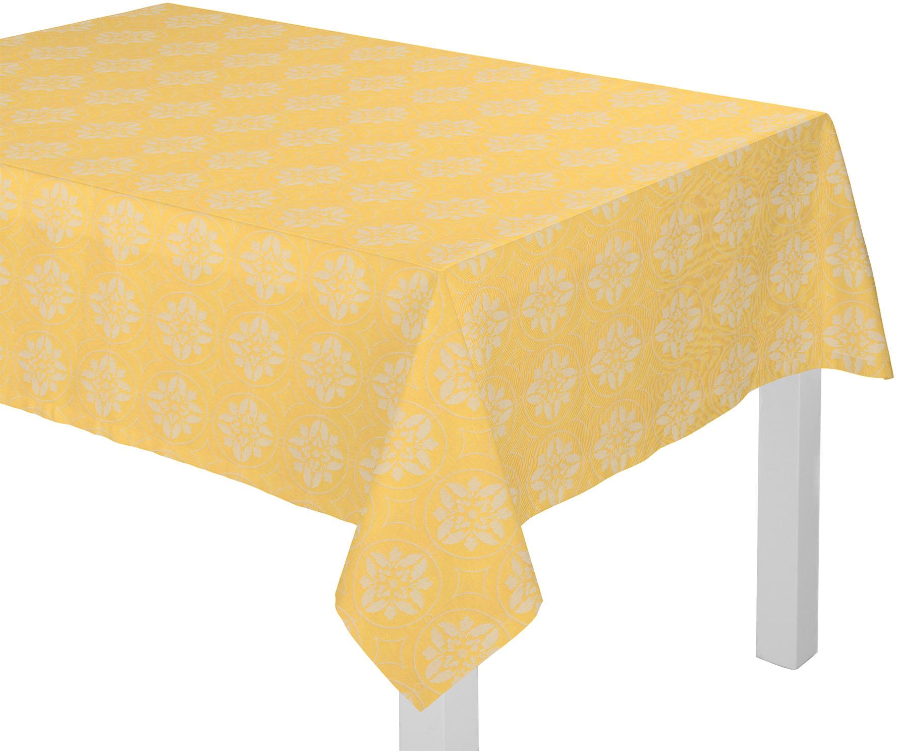 Tischdecke ADAM "Romantic Puligny Light" Gr. 7, gelb (hellgelb), B:145cm L:220cm, Baumwolle, Tischdecken Image