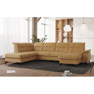 Wohnlandschaft SIT & MORE "Astoria U-Form", gelb (dijon), B:329cm H:91cm T:225cm, 100% Polyester, Sofas, wahlweise mit motorischer Relaxfunktion Image