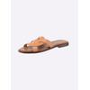 Pantolette HEINE, Damen, Gr. 37, orange (pfirsich), Leder, Rindsleder, Leder, modisch, Schuhe
