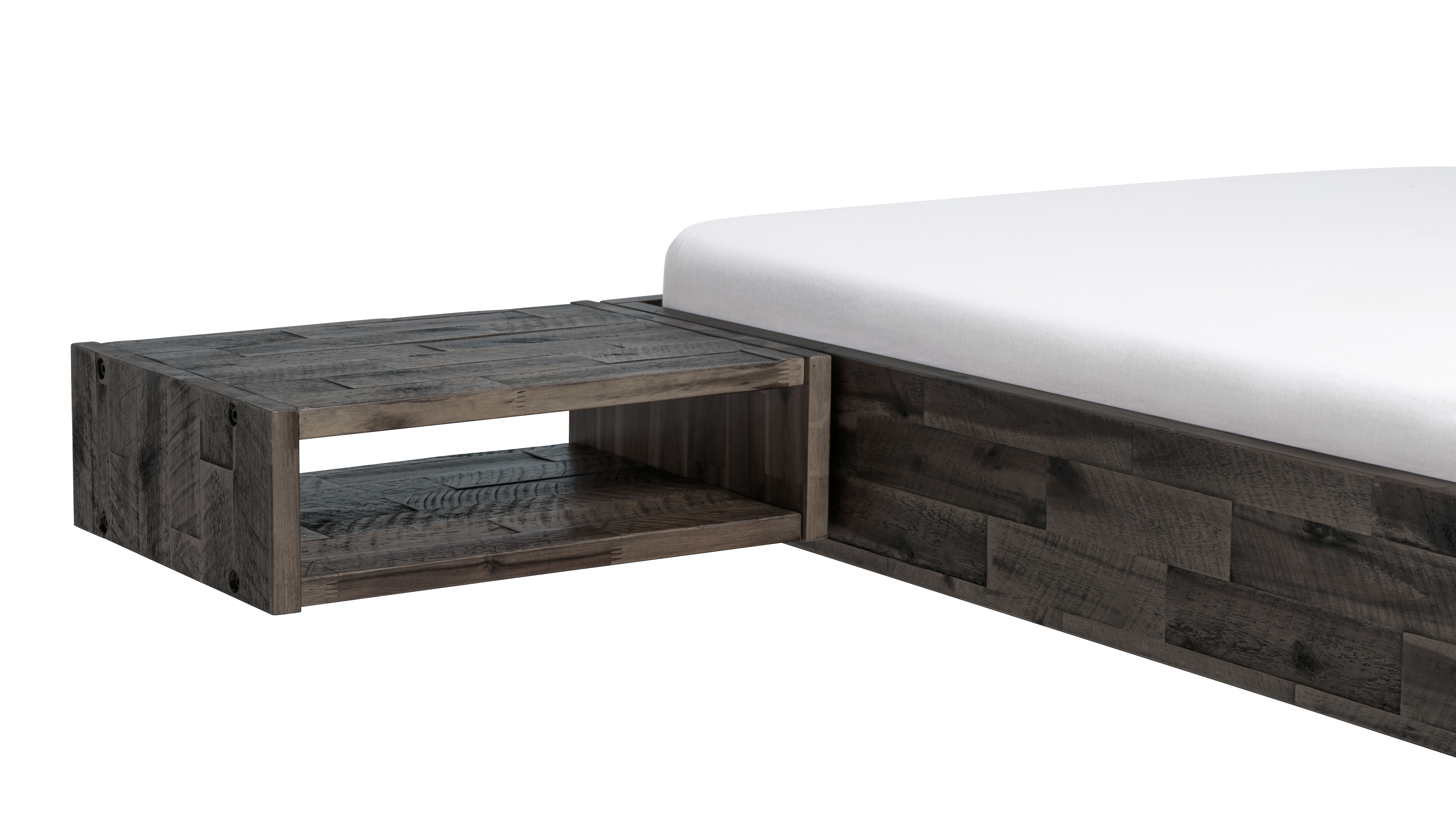 Nachttisch HASENA "Jago", grau, B:50cm H:16cm T:41cm, Akazie massiv, Tische, Nachttisch