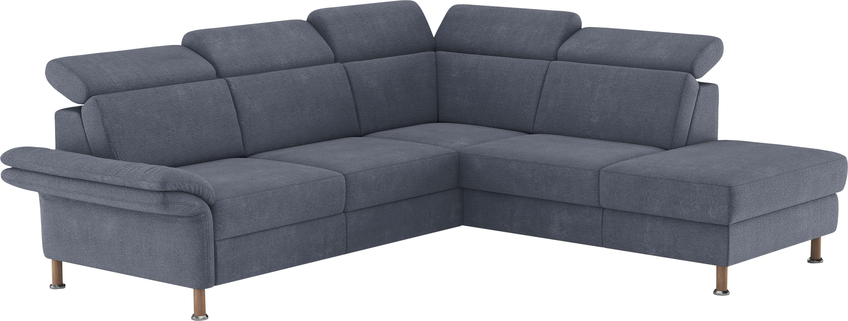 Ecksofa HOME AFFAIRE "Calypso L-Form", grau (grau, blau), B:259cm H:85cm T:227cm, 100% Polyester, Sofas, Ecksofa, mit Relaxfunktion motorisch im Sofa 2,5- Sitzer